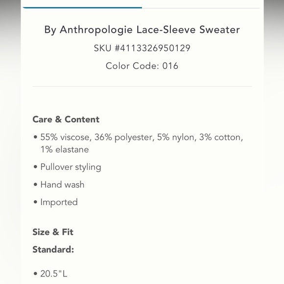 ✨ Anthropologie Lace-Sleeve Sweater Sz XL - Picture 9 of 9